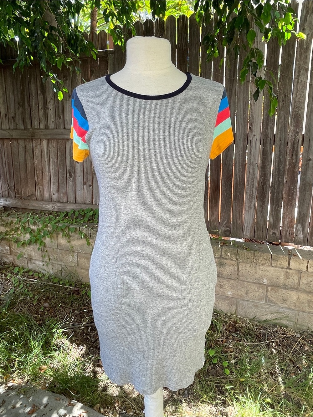 Splendid x Gray Malin Ribbed Knit Dress with Striped Sleeves streetwear festival